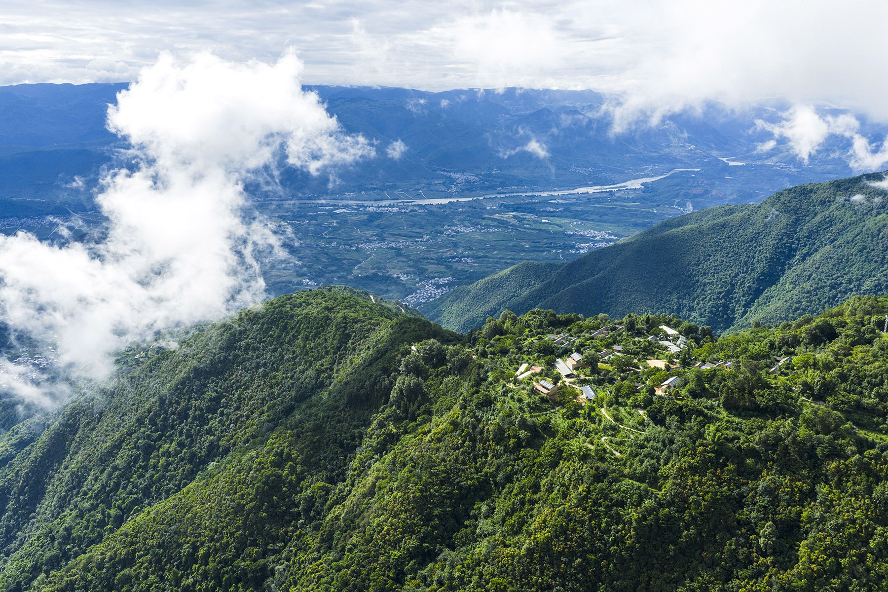 A bird's-eye view of Shitizhai village, in Baoshan city, Yunnan province