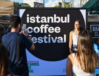Visitors take photos at the Istanbul Coffee Festival in Türkiye, Sept. 13, 2025.