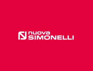 The new Nuova Simonelli logo featuring a bold red monogram combining the letters N and S, placed to the left of the company name written in modern lowercase red font. The design reflects innovation, Italian craftsmanship, and the evolution of the brand’s timeless identity.