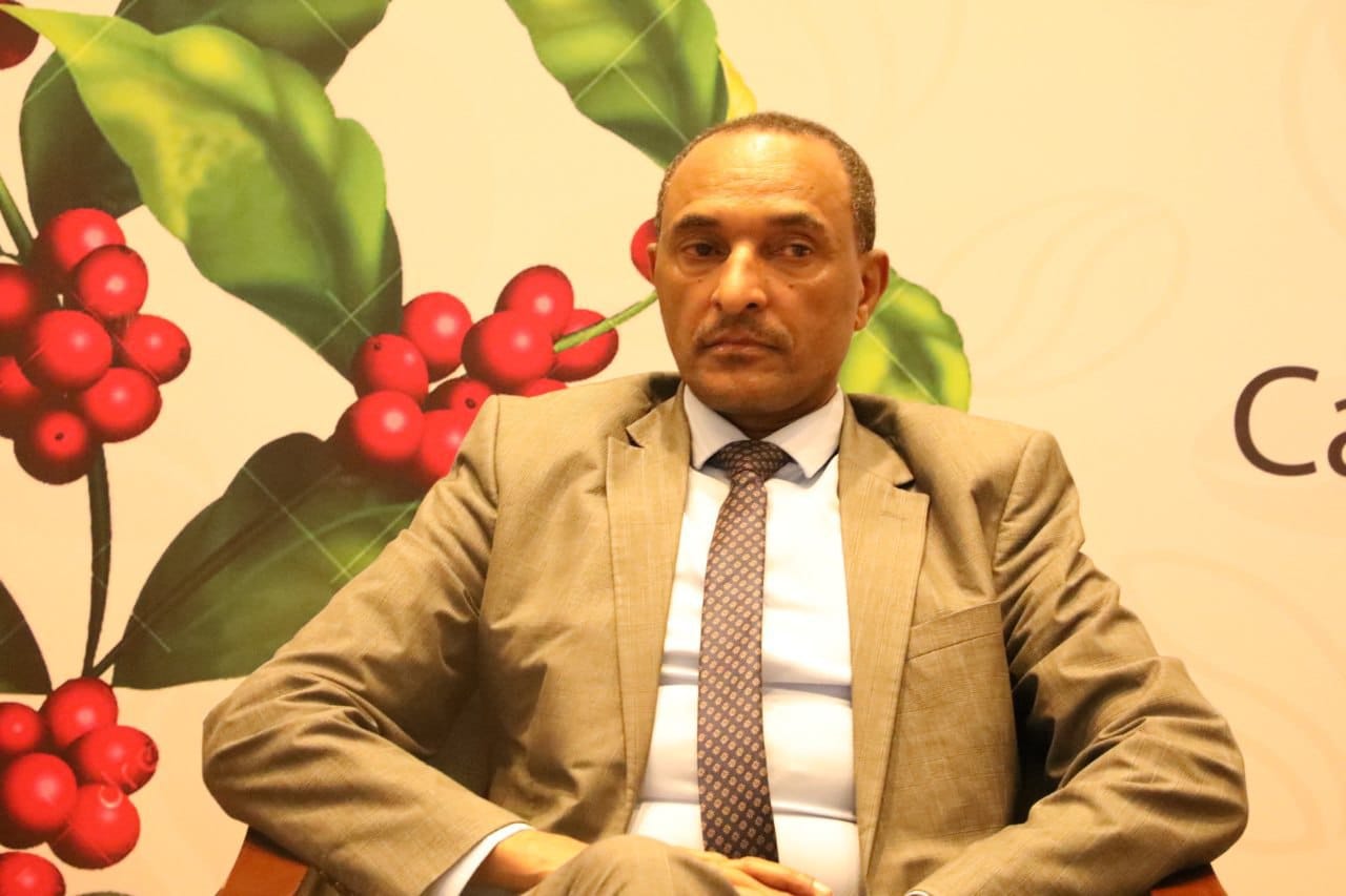 Dr. Adugna Debela, Director General of the Ethiopian Coffee and Tea Authority, during a press briefing on the country’s record coffee export performance, October 2025.