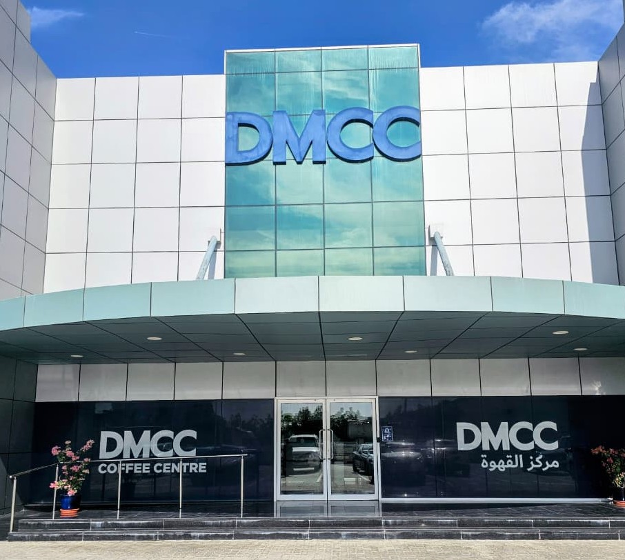 Front view of the DMCC Coffee Centre in Dubai, a key facility connecting global coffee producers and traders within the world’s coffee supply chain.