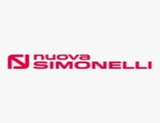 The new Nuova Simonelli logo featuring a bold red monogram combining the letters N and S, placed to the left of the company name written in modern lowercase red font. The design reflects innovation, Italian craftsmanship, and the evolution of the brand’s timeless identity.