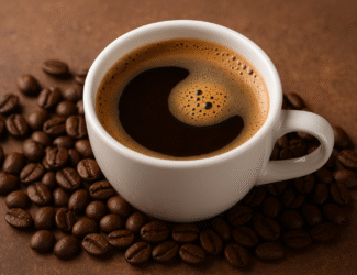 High-resolution close-up of roasted coffee beans with a soft-focus background representing global market challenges.