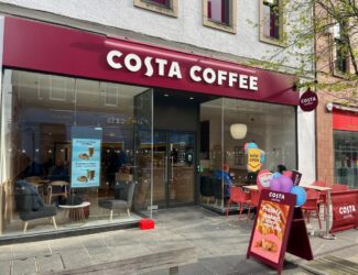 Costa Coffee storefront in the UK, as Centurium Capital — main investor in Luckin Coffee — considers a potential acquisition.