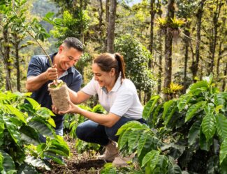 Smallholder coffee farmers in Western Honduras participating in the Julius Meinl Climate-Smart Coffee Project.